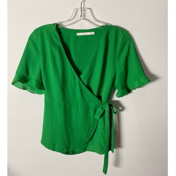 ZARA Trafaluc Green Wrap Blouse - XS EUC - Picture 3 of 10
